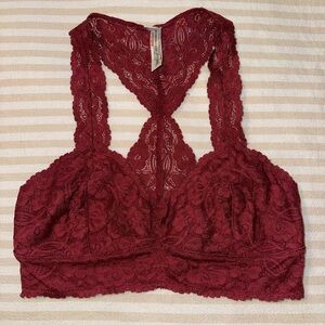 Intimately Free People Lace Racerback Bralette Burgandy